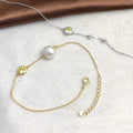 B437 8-9mm 925 Sterling Silver Gold Plated Wholesale Freshwater Pearl Charm Bracelet  Bangle Fancy Jewelry for Women