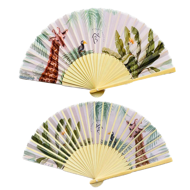 Hot Sale Custom Hand-Folded Eco-Friendly Folk Art Bamboo Fan Chinese Personalized Fabric or Paper Carved Painted Business Gift