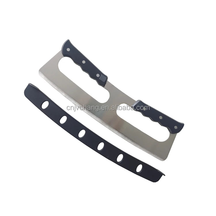 Sharp Double Plastic Handle Pizza Cutter Heavy Duty Stainless Steel Blade Square Shape 35cm OMAKE with Metal Tool Box Packaging