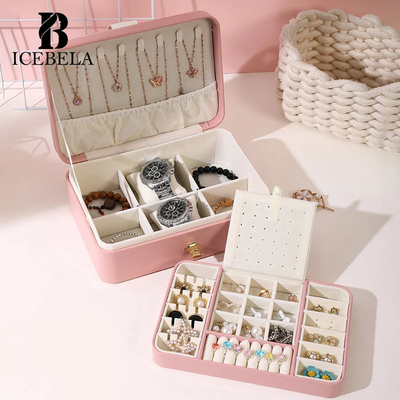 Wholesale High-end PU Jewelry Packaging Boxes Watches Gold Necklaces Earrings Double-layer Jewelry Storage Boxes