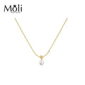 925 Sterling Silver Necklace Jewelry  Knot Smile Rice 8-9mm Freshwater Real Natural Single Pearl Choker Necklace