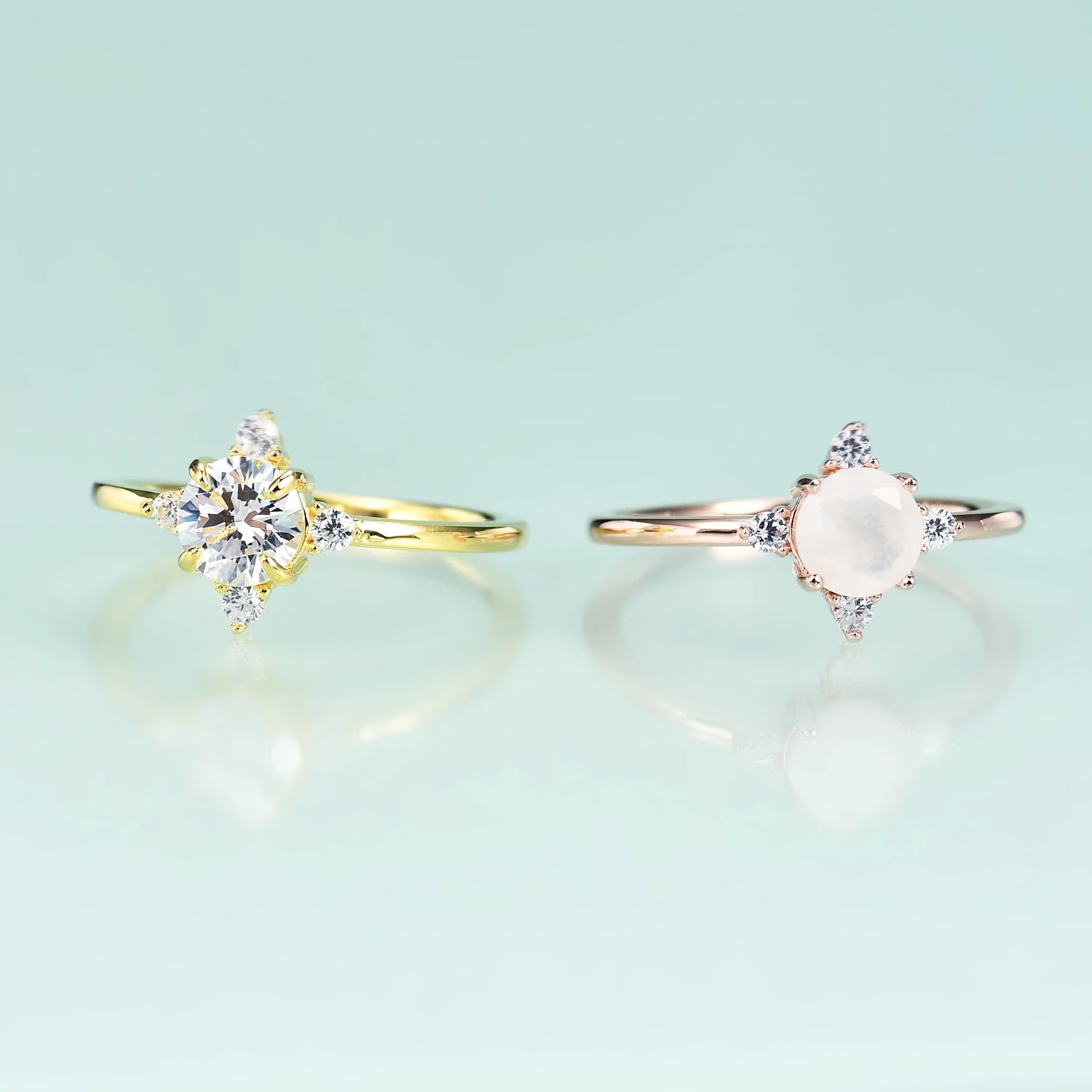 OL1014 Abiding Jewelry Genuine Sliver 925 Ring Custom Woman New Trend Jewelry 6mm Gemstone Gold Plated Rings