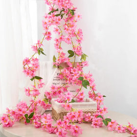 M235 Artificial Ivy Leaf Plants Green Plastic Rose Silk Flower Vines Artificial Cherry Blossom Flowers Vines