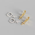 Cross Shape Hoop Earrings 925 Sterling Silver Cross Hoops Gold Plated with Brilliant Zirconia Gemstones