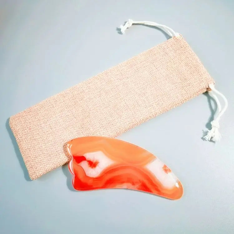 DIY Gem Natural Comb Shaped Massage Tool Red Agate Gua Sha with Thumb Hoke Facial Spoon Gua Sha