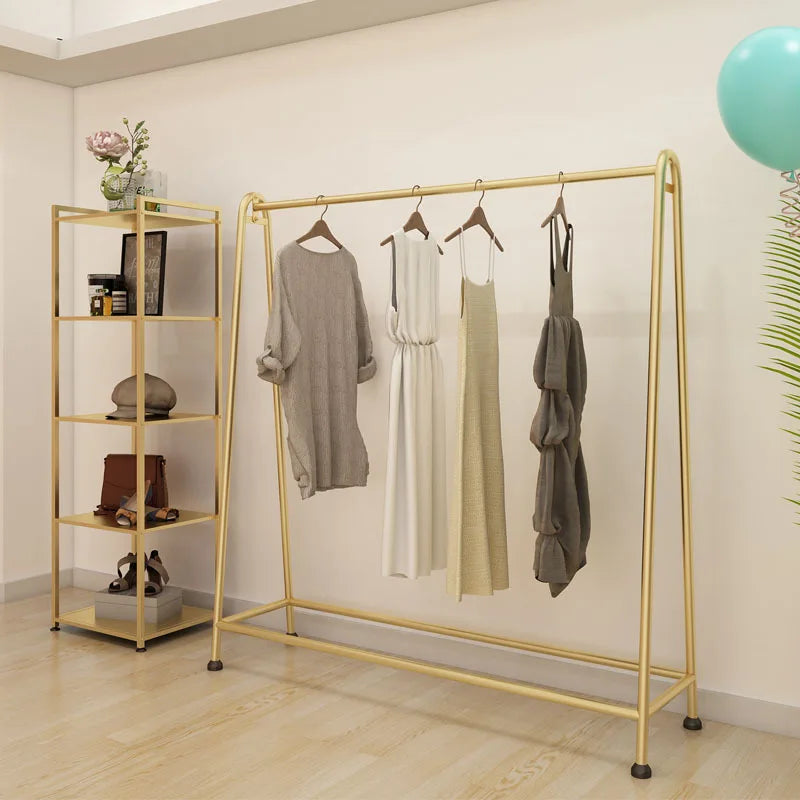 Iron Shopping Garment Gold Display Clothes Rack Clothes Display Rack in Shopping Mall