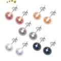 Wholesale Handmade Sterling Silver Gold PlatedHandpicked Freshwater Cultured Stud Pearl Earrings