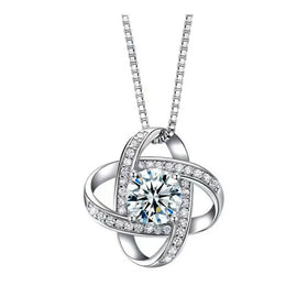 Love Heart Knot Crystal Pendant Necklace for Women Wholesale Valentine's Day Mother 's Day Jewelry Gift