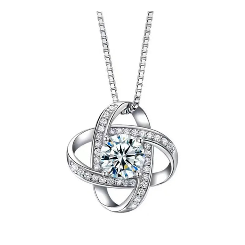 Love Heart Knot Crystal Pendant Necklace for Women Wholesale Valentine's Day Mother 's Day Jewelry Gift