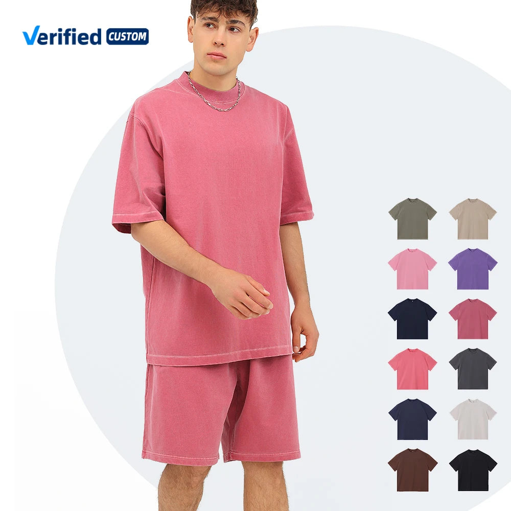 Wholesale Men's Oversized Acid Wash Graphic T-Shirt Custom Streetwear Heavyweight Print Cotton Distressed Manufactured Jersey