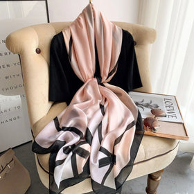 90*180cm Woman Silk Scarves Custom Printing Designer Luxury Satin Hijab Head Scarf for Women Long Shawls for Ladies