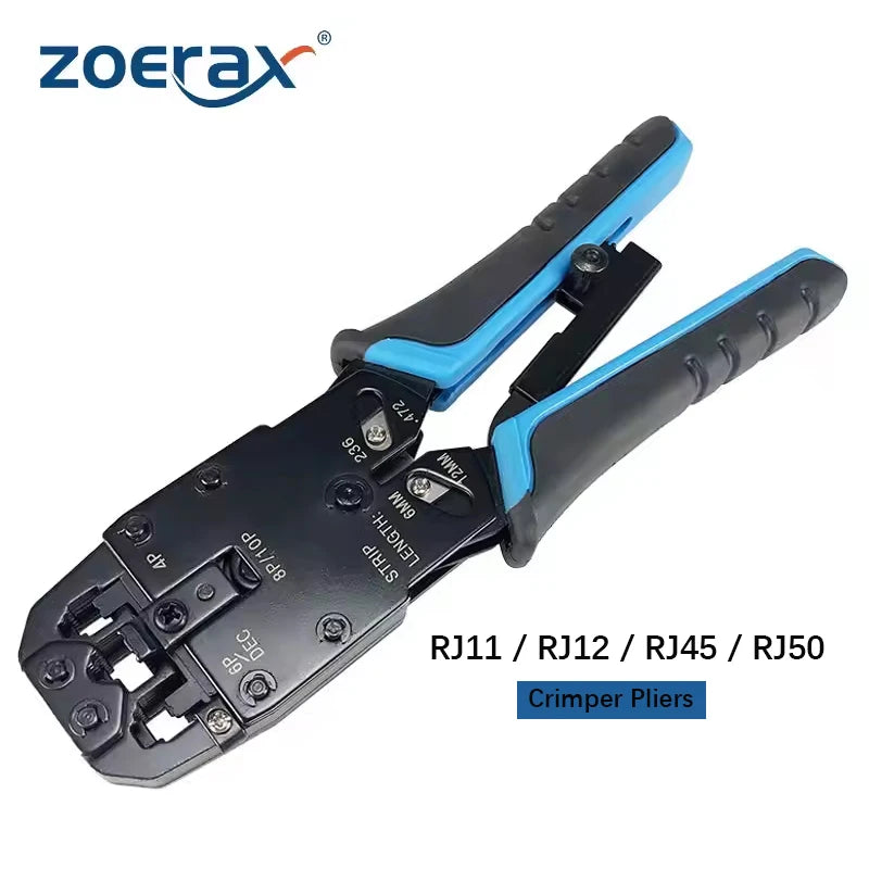 ZOERAX Industrial Grade Multi-Functional Network LAN Wire Crimp Tool RJ45 8P 10P 6P 4P Steel Anti-slip Crimper Pliers for