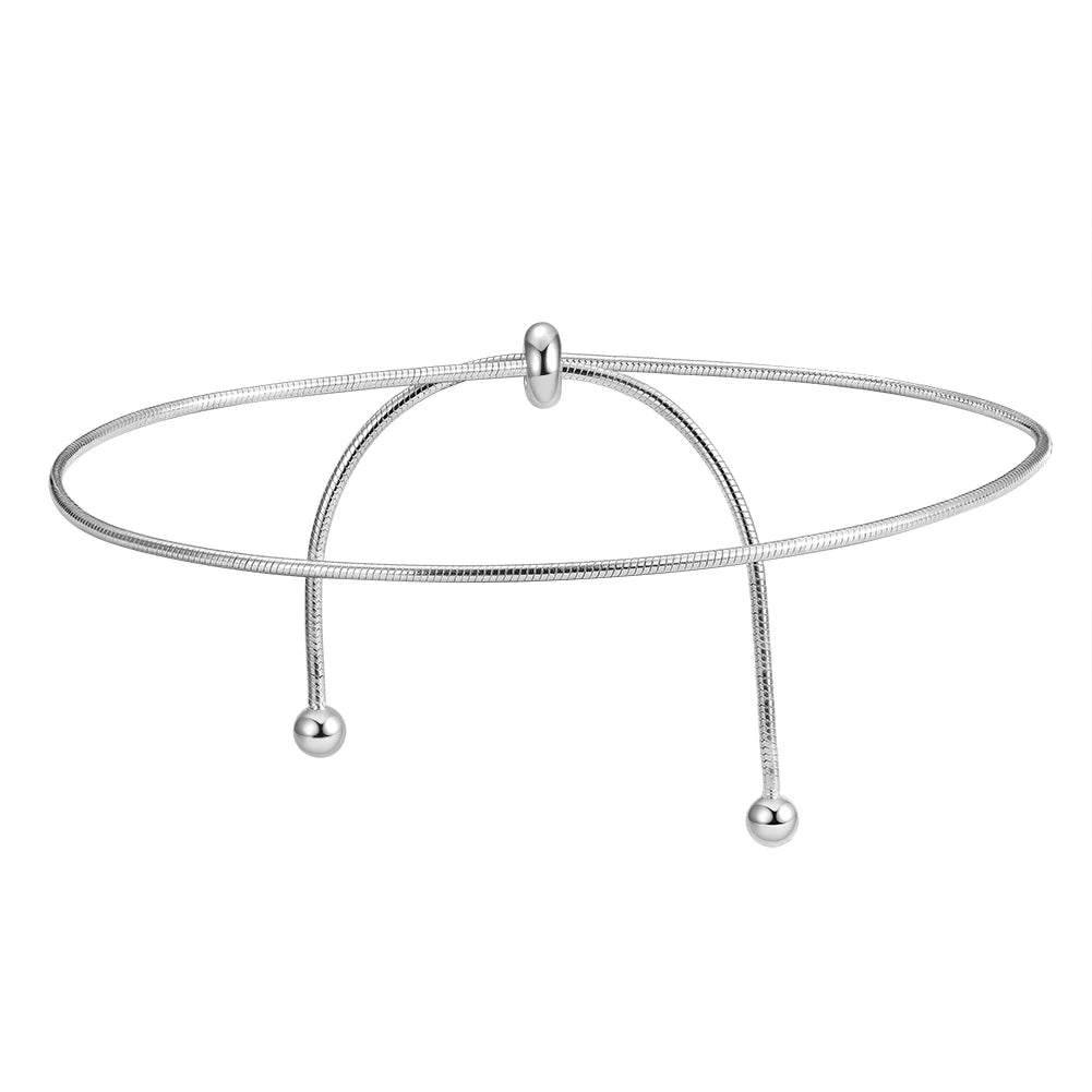 SA53 Adjustable Round Snake Chain Anklet Bracelet for Women Fashion Simple Thin Chain Anklet Female Foot Summer Beach Jewelry