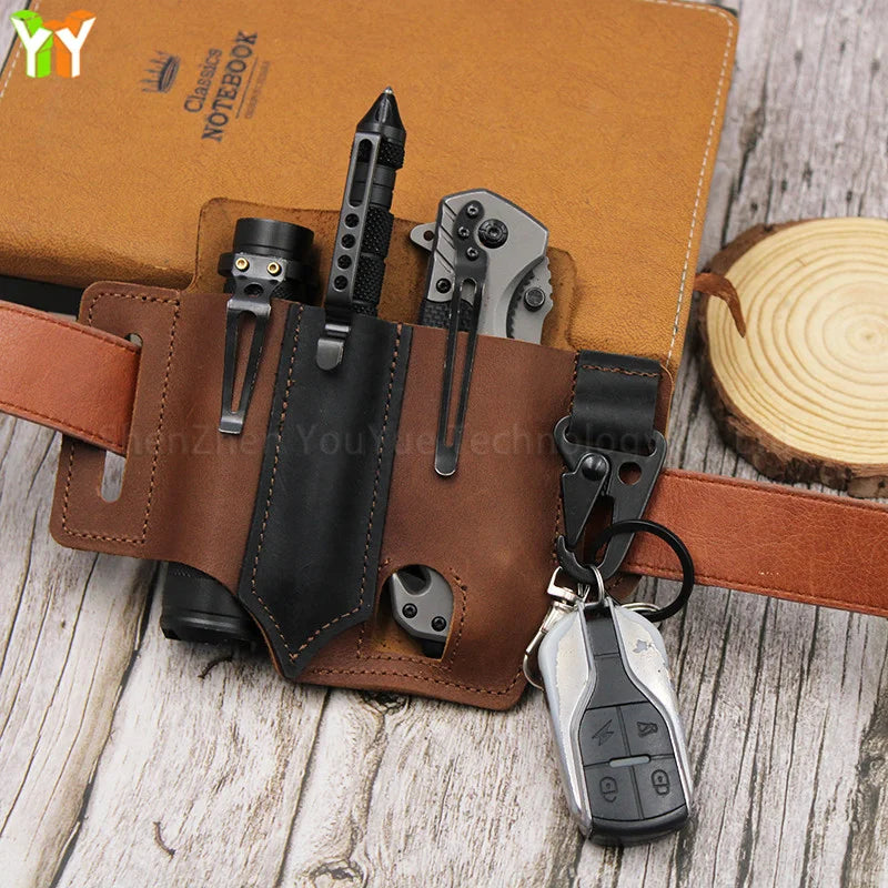 Leather EDC Tool Storage Bag Camping Bags Portable Tool Case Sheath Pocket Organizer