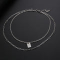 Waterproof Paperclip Chain Cable Chain Blank Square Pendant Layered Necklace for Women Fashion Paper Clip Chain Layered Necklace