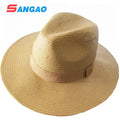 Sand Color Wide Brim Floppy Straw Hat Striped Sublimation Printed Ribbon & Rope Cowboy Fashion Unisex Adults Wholesale