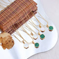 New Fashion Necklace Stainless Steel Geometric Round Square Hexagon Shell Acrylic Malachite Charm Necklace Women