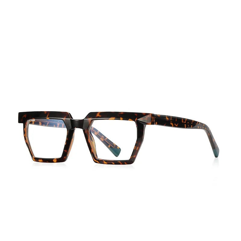 STORY PF2144 Champagne Frame Vintage Optical Glasses Retro TR90 Square Blue Light Blocking Glasses Leopard Eyeglasses