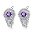 Abiding Natural Amethyst Gemstone Piercing Handmade Jewelry 925 Sterling Silver Earrings for Women