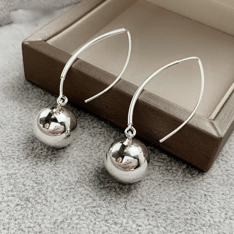 925 Sterling Silver Long Drop Earrings for Women Fine Jewelry Anniversary Gifts Small Ball Fashion Drop Earrings