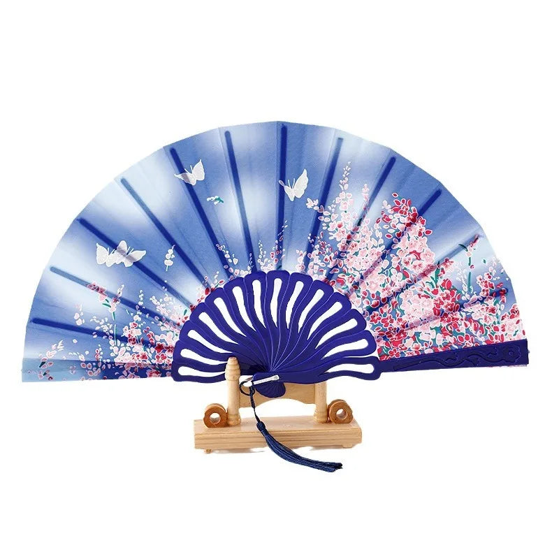 Customized 7inch  Chinese Style Plastic Fan Elegant Party Favors Hand Cute Folding Fabric Fold Retro Fan Dance Lace Fan