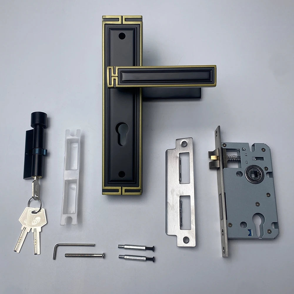Most Popular Modern Bronze Coffee Zinc Security Mortise Door Locks with Convenient Zinc Alloy Handle Long Plate Design
