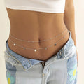Simple Tassel Sequin Waist Chain Women's Double Layer Hip Hop Turquoise Body Chain Belt