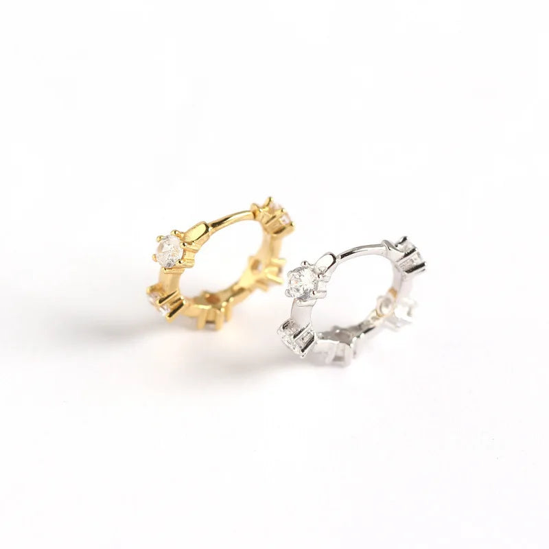 New Arrival Luxury Women's S925 Silver Cubic Zirconia Earrings Geometric Shaped Diamond Hoop Rhodium Plated for Parties Gifts