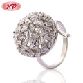 New Model Female Sterling Silver Gemstone Flower Design Jewelry Rings Fashion Women CZ Dandelion Ring