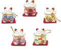 Porcelain Japanese Figurine Mini 1.5 Inches Top Quality Small Ceramic Fortune Lucky Cat Maneki  Neko for Home Hotel Car Decor