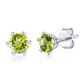S03A Abiding Shield Tarnish Free Solid 925 Sterling Silver Natural Peridot Gemstone Rhodium Plated Stud Earrings Wholesale
