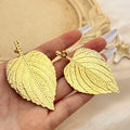 European American Trendy Leaf Designer Gold Plated Jewelry Stainless Steel Earrings for Girls Women