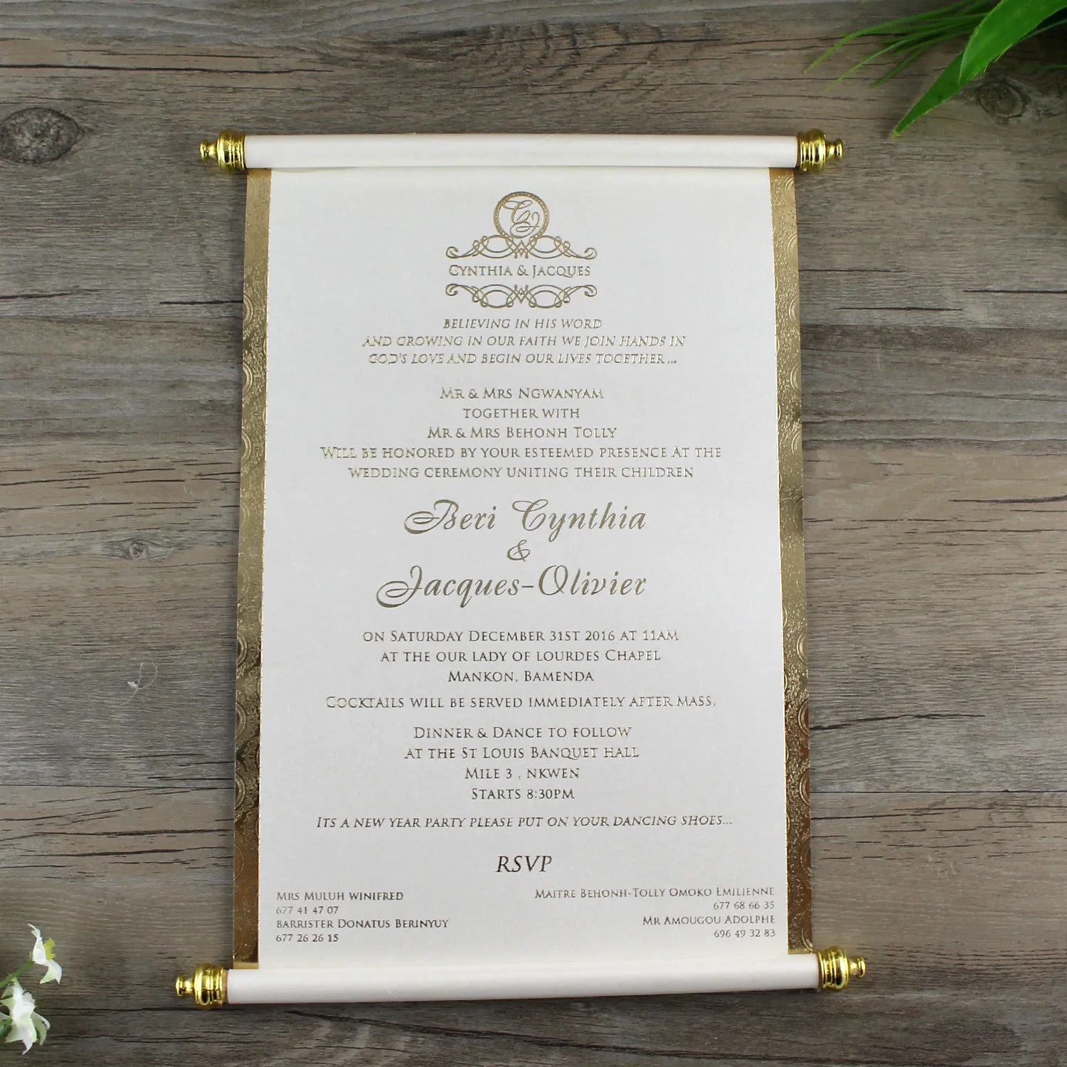 Custom Printing Old Fashion Paper Scroll Invitation with Box