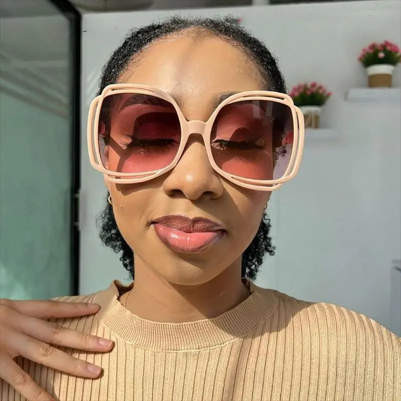 2023 New Fashion Polygon Sunglasses Women Retro Irregular Square Shades Oversized Uv400 Big Frame Sunglasses