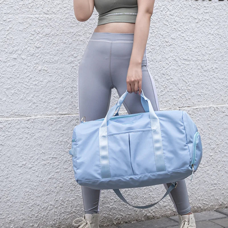 In Stock Custom Logo Waterproof Travel Duffel Shoulder Bag Men Women Gym Sports Bag with Shoes Compartment