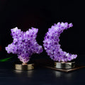 Rechargeable Natural Amethyst Night Light Ornament Crystal Star Moon Decoration for Home Bedroom Bedside Raw Technique