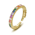 Original Design Colorful Stone Fine Jewelry Rings 18k Gold Plated Tiny Round Rainbow Zircon Rings for Women