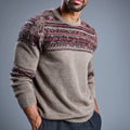 Men's Fair Isle Patterned Wool Pullover Traditional Knit for Autumn Winter Anti-Wrinkle Anti-Shrink Breathable with Front Logo