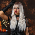 Platinum Blonde Long Water Wave Synthetic Wigs Natural Hair Wigs for Women With Bangs Cosplay Daily Wigs Heat Resistant
