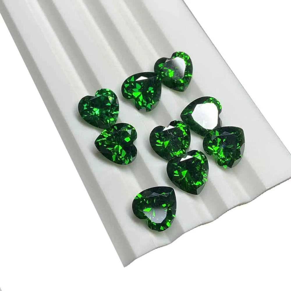 Wholesale Heart Shape Synthetic Cubic Zircon Stone 5A Dark Green CZ Jewelry Gemstones