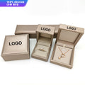 Custom Logo Luxury Flip Business Packaging Box Gold Matt PU Leather Pendant Necklace Earrings Bracelet Ring Jewelry Box