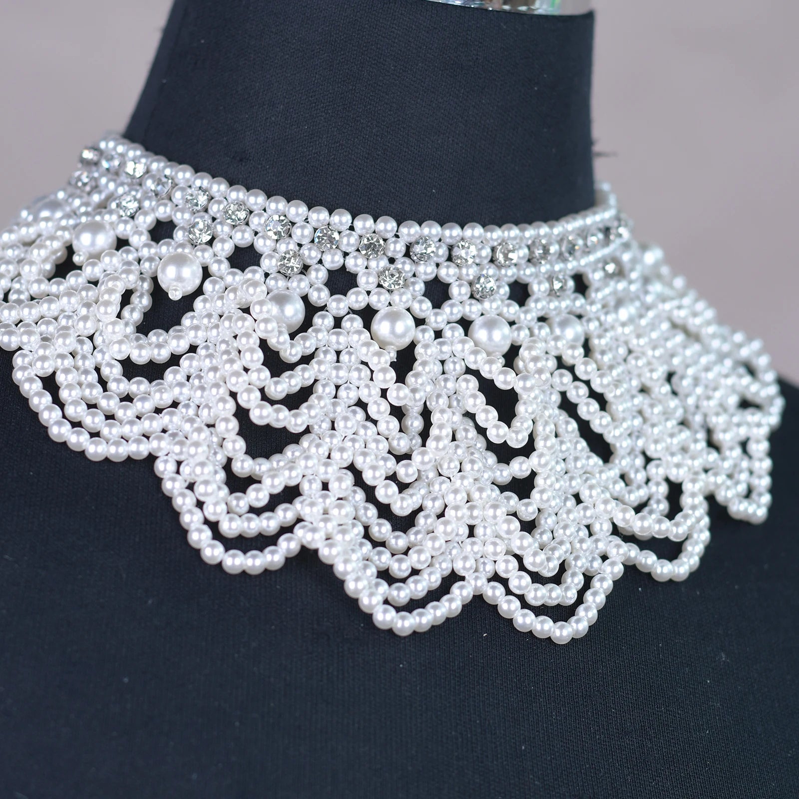 YouLaPan VG05 Rhinestone Pearl Chain Necklace Women's Evening Dress Neck Decoration Bridal Beaded Choker
