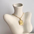 2022 Dazan New Summer Ins 18k Gold Plated Tarnish Free Stainless Steel Cupid Angel Square Pendant Necklace for Women for Party