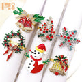 Wholesale Cheap Napkin Ring Metal Alloy Rhinestone Enamel Christmas Napkin Ring for Christmas Table Decoration