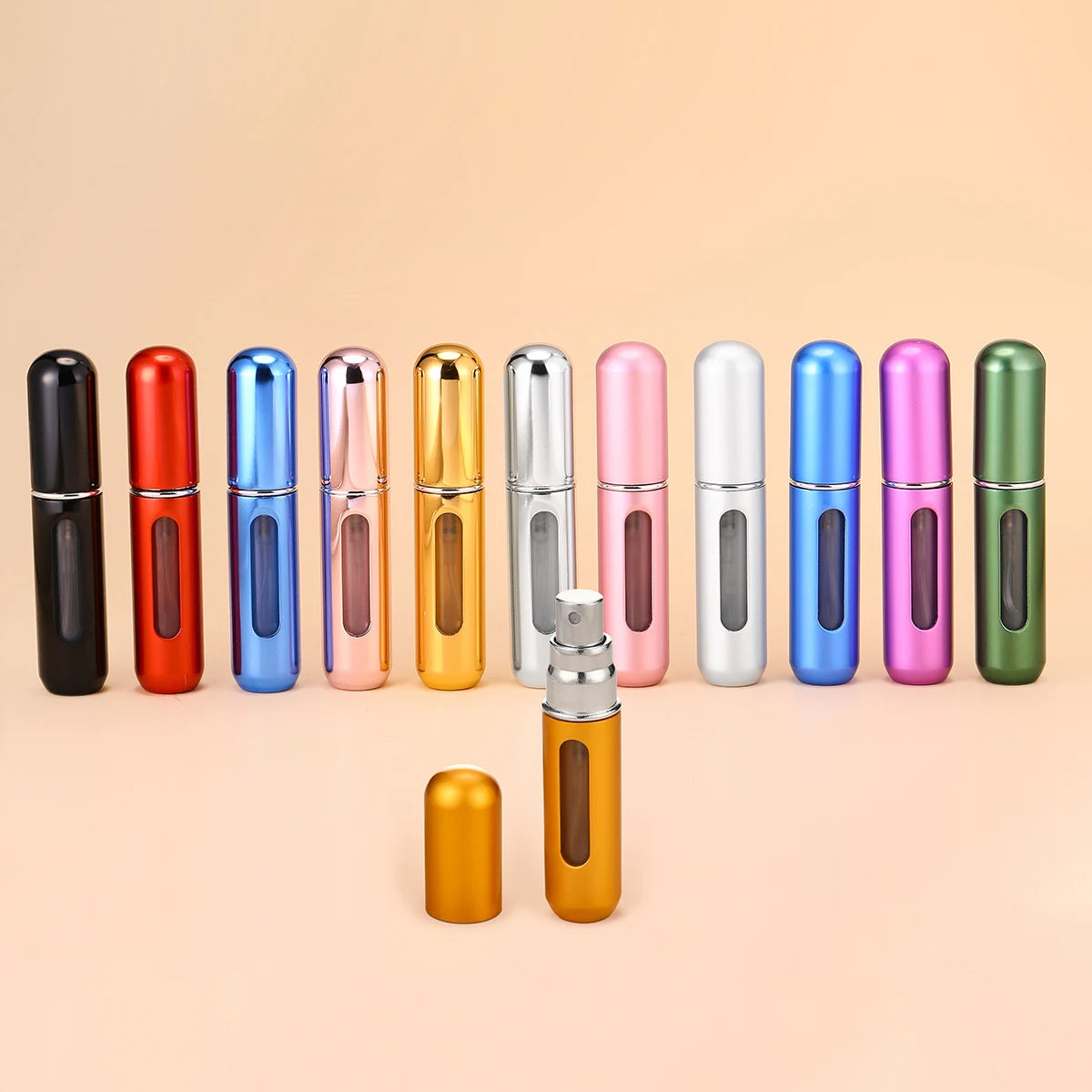 MUB Empty Mini 5ml Portable Round Aluminum Perfume Atomizer Empty Bottom Refillable Perfume Bottle