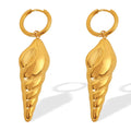Exaggerated Fashion Earrings 18k Gold Plated Stainless Steel Conch Design Non Fading Women's Drop Earrings for Party