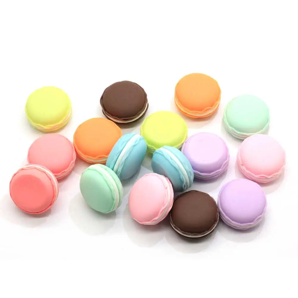 100PCS Resin Macaron Flatbacks Accessories Mini Desserts Food Supplies for Kids DIY Scrapbooking Slime Charms Simulation