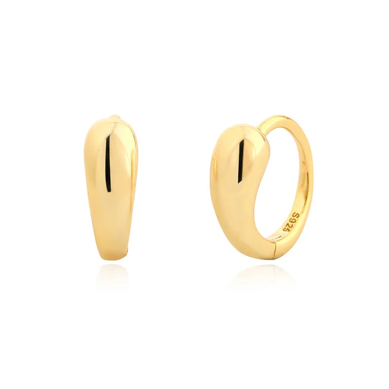 Fashion Simple Punk French Huggies 925 Sterling Silver Hoop Earrings Elegant Versatile Gold Ear Loops Jewelry for Women Wedding