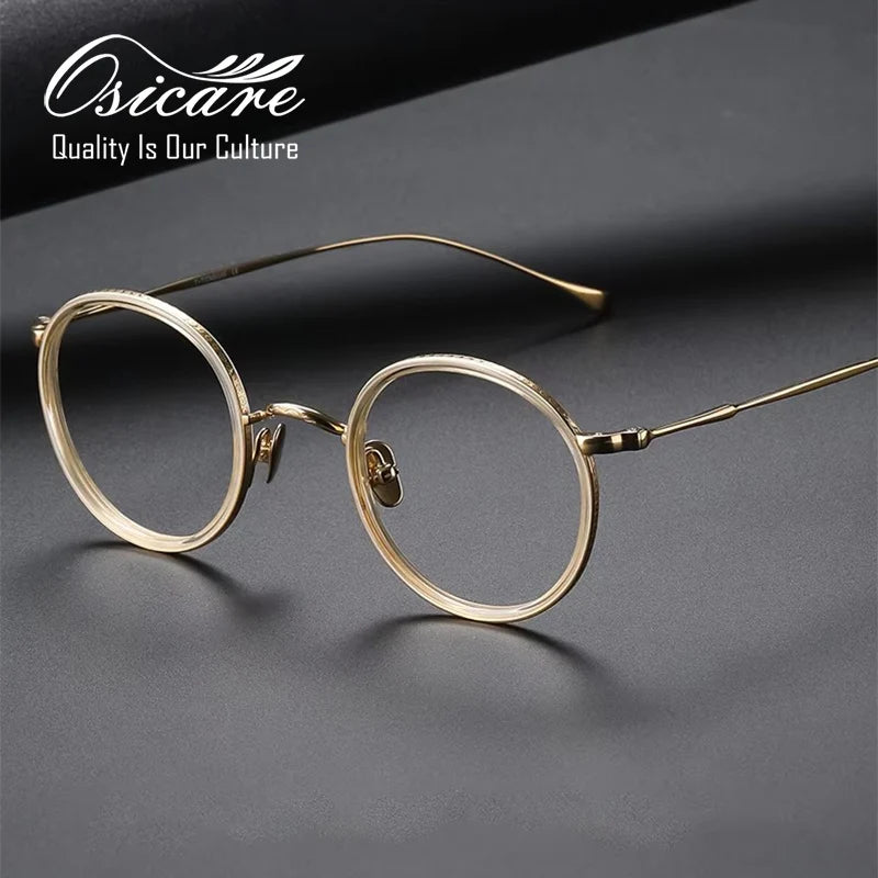 Osicare MN139 Luxury Brand Designer Custom Vintage Vasos Lunettes Eyeglass Oculos Round Eye Glasses Titanium Men Optical Frames