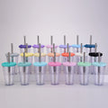 16oz24oz Food Grade Double Wall Acrylic Plastic Reusable  Bubble  Boba Milk Tea Tumbler with Stainless Steel Straw Sealing Cover